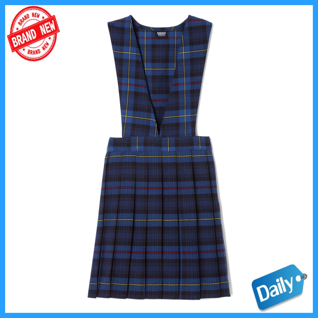 Girls School Uniform Jumper V-Neck Pleated Knee Length Sleeveless